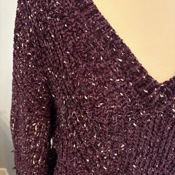 Calvin Klein Deep Purple w/ Grey / White Details Textured Sweater (Women's 2XL) - Picture 2 of 4